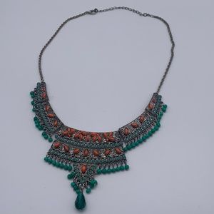 Silver and Gemstone Intricate Necklace